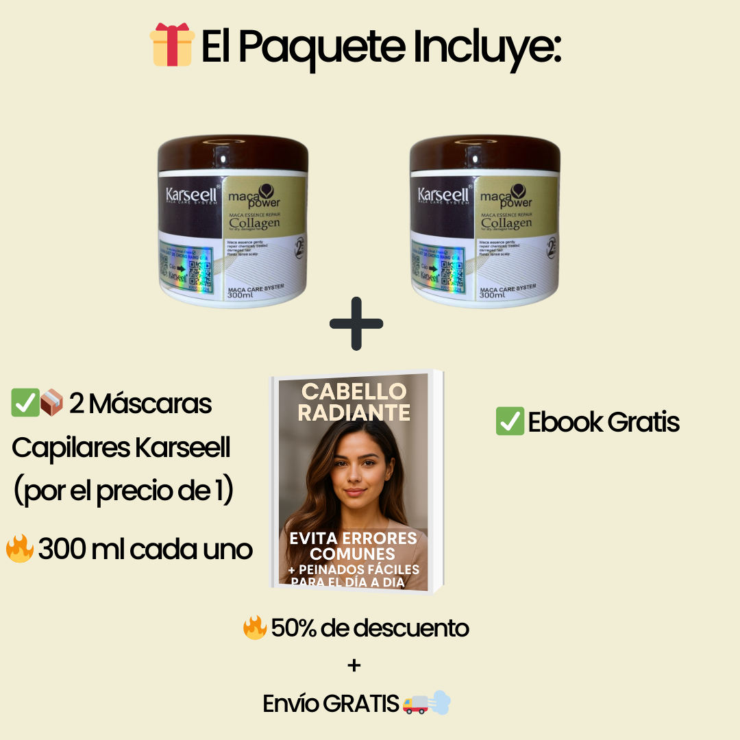 ¡Compra 1 y recibe 2! Botox Capilar Karseell + Ebook GRATIS