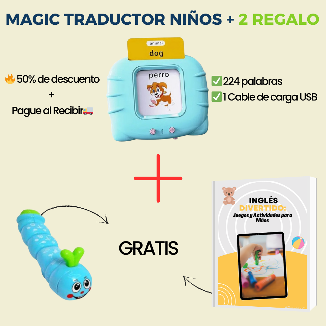 Magic Traductor Niños + 2 Regalo: ¡El traductor mágico que enseña inglés jugando!